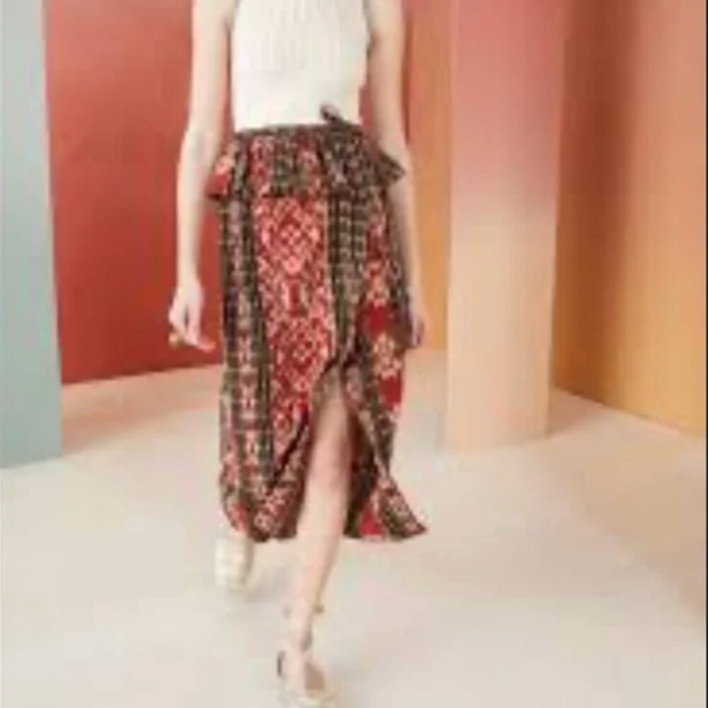 Ulla Johnson Women's Salima Printed Multicolor Ruffle Cotton Skirt Size 2 - Picture 3 of 6